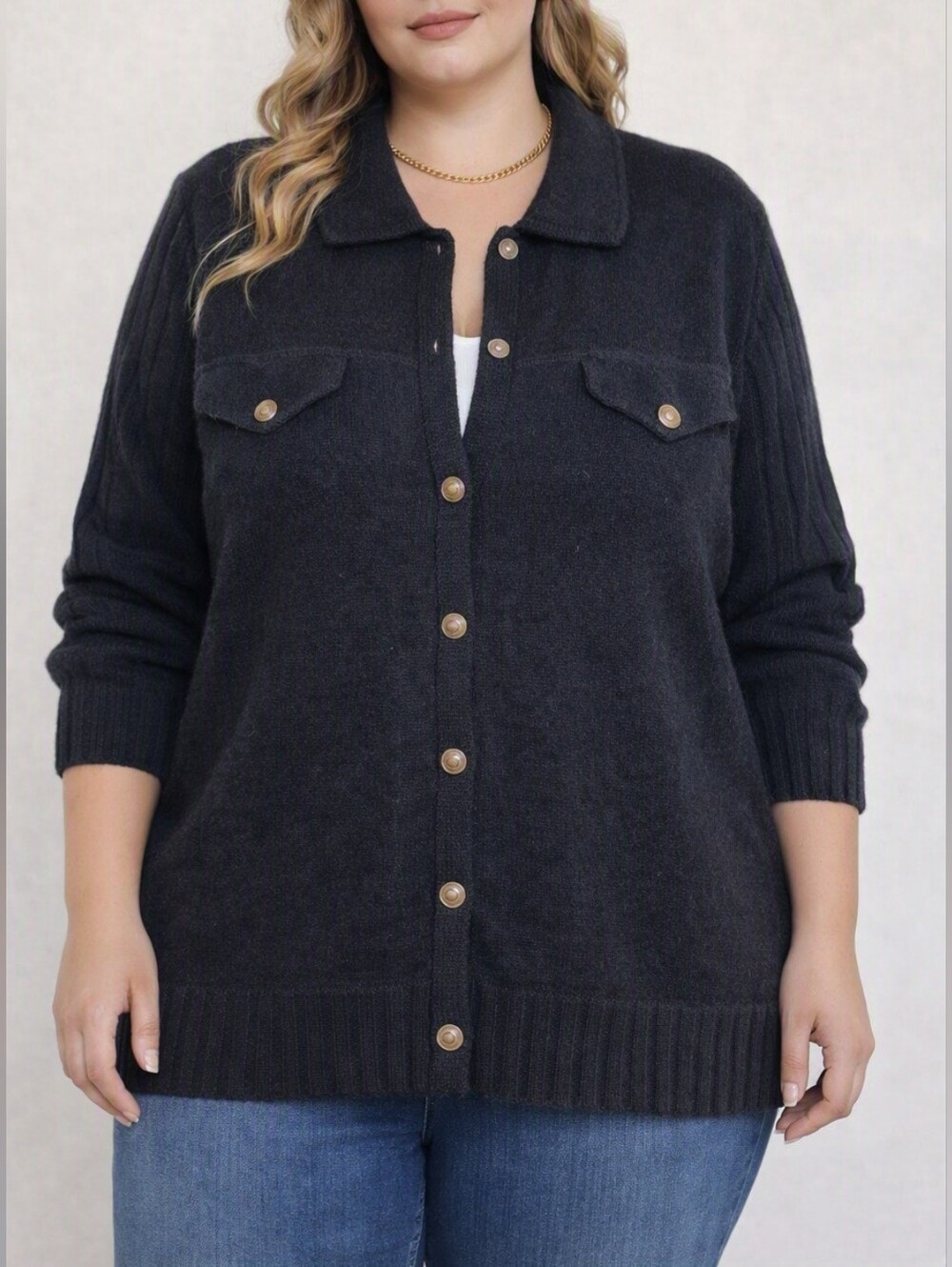 Modern Soul 100% Wool Black Button-Front Cardigan Jacket Made In Australia Large